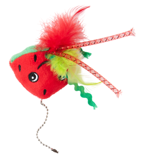 Mr.Kranch Игрушка для кошек Арбузик плюшевая с кошачьей мятой и перышками 16 см красная (34002)