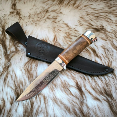 Кованый нож НС-27А ЭИ-107, алюминиевые вставки (Златоуст)