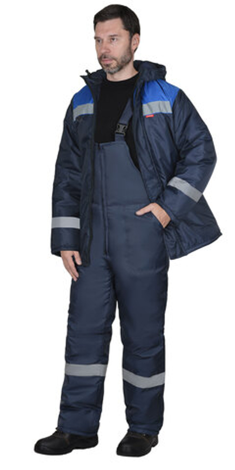 Костюм СИРИУС-РОСТ-НОРД-2 зимний, куртка, полукомбинезон, темно-синий с васильковым и СОП