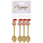 Набор ложек для десерта 4шт «Дед Мороз», цвет золото