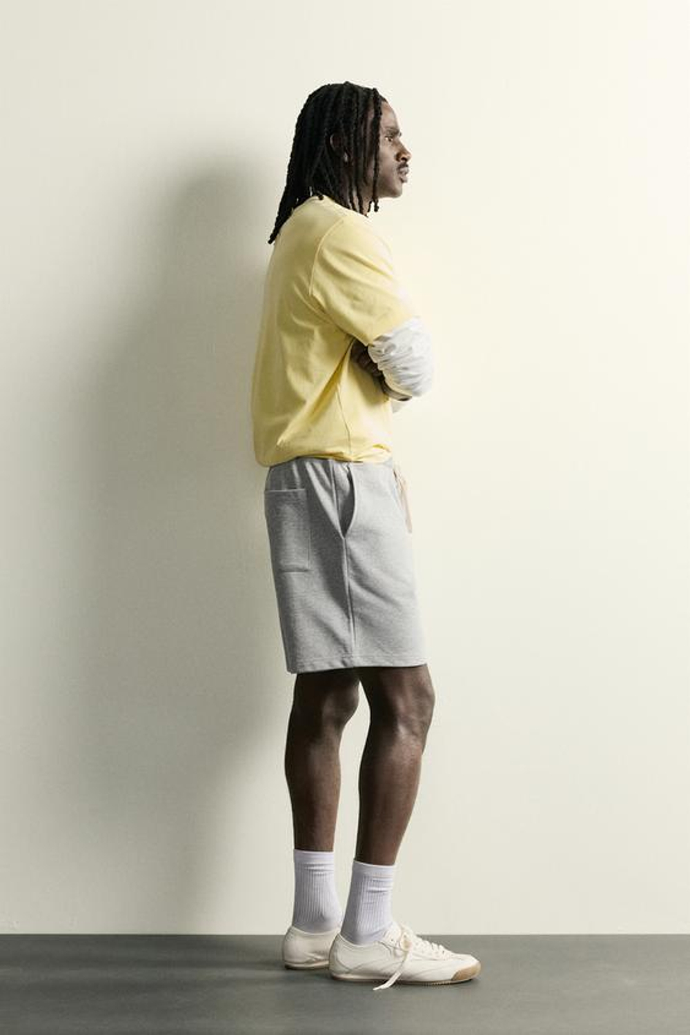 ZARA СПОРТИВНЫЕ ШОРТЫ RELAXED FIT, СЕРЫЙ МЕЛАНЖ