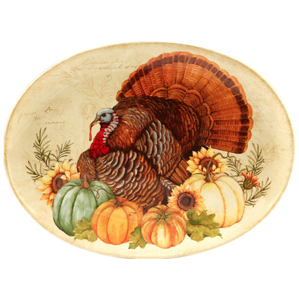 Блюдо овальное Certified Int. Осенние поля.Индюшка 46х34см