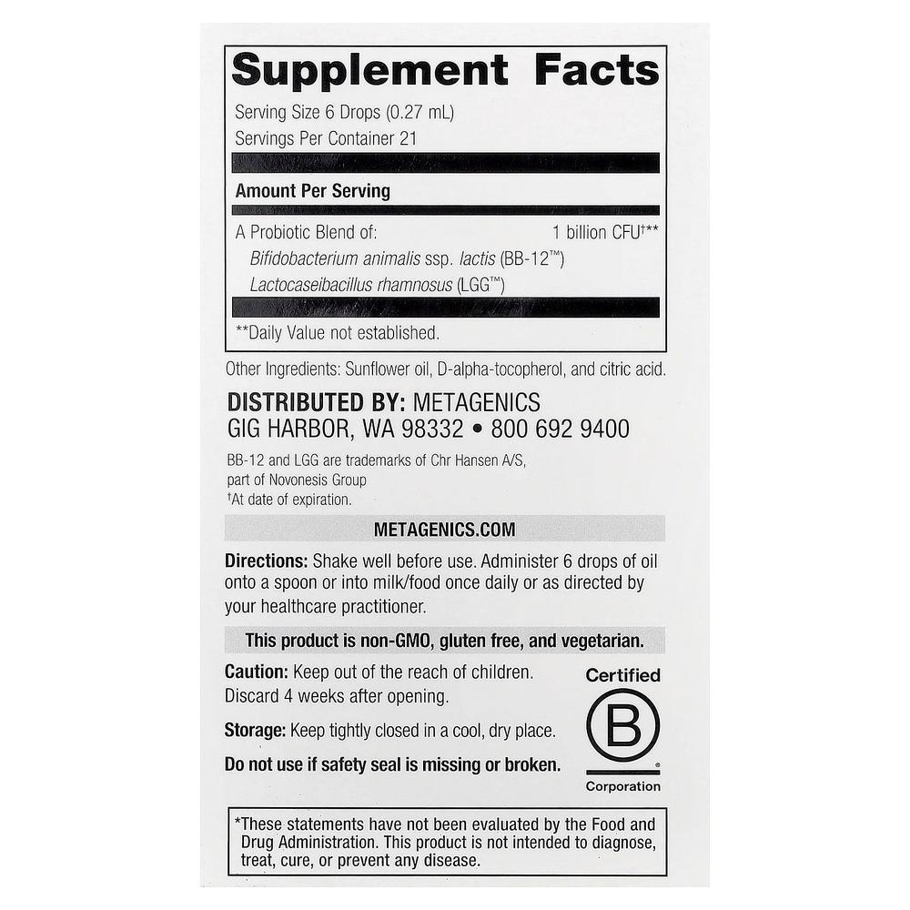 Metagenics, UltraFlora®, пробиотик для детей, 5,65 мл (0,19 жидк. унции)