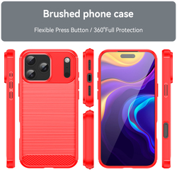 Чехол красного цвета на iPhone 17 Pro Max, мягкий отклик кнопок, серия Carbon (с дизайном под карбон) от Caseport