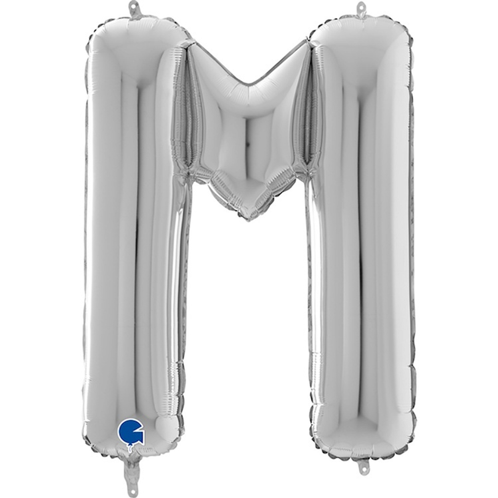 Фольгированная фигура, Буква М 66 см Silver