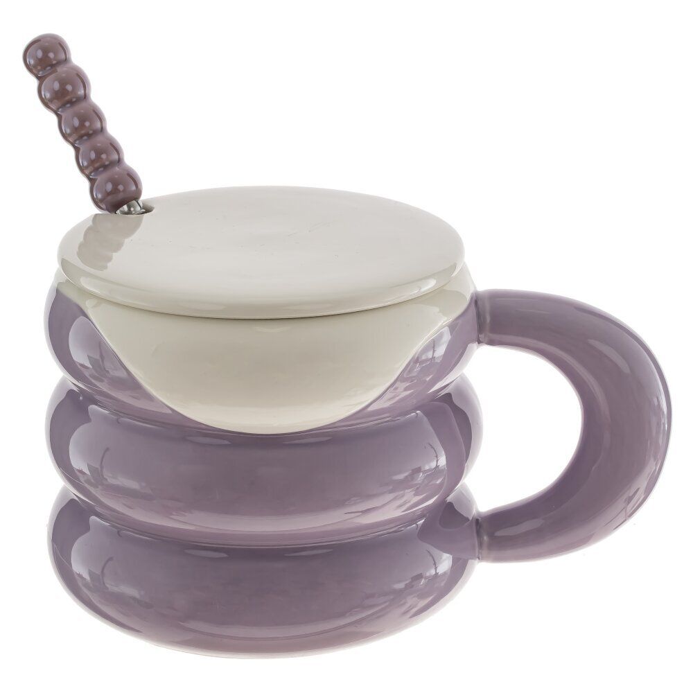 GAEM Кружка с крышкой и ложкой, 420 мл, L9,5 W9,5 H8 см, 4в.