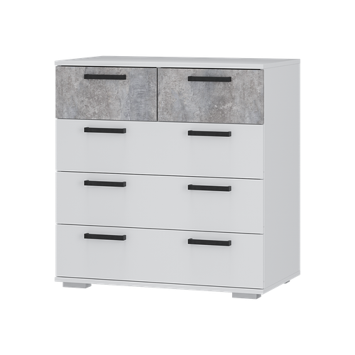 Комод Стандарт 5 NEW BTS 800*828*460 белый/цемент светлый БТС