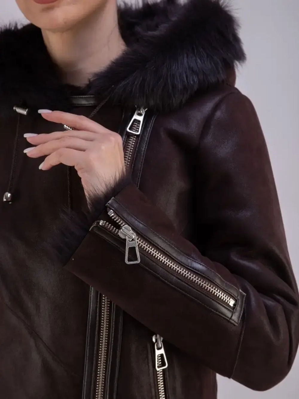 Дубленка женская натуральная с капюшоном тоскана зима Турция