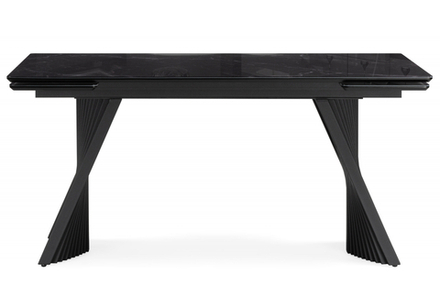 Стол стеклянный Woodville Вейв 140(200)х80 черный мрамор, черный