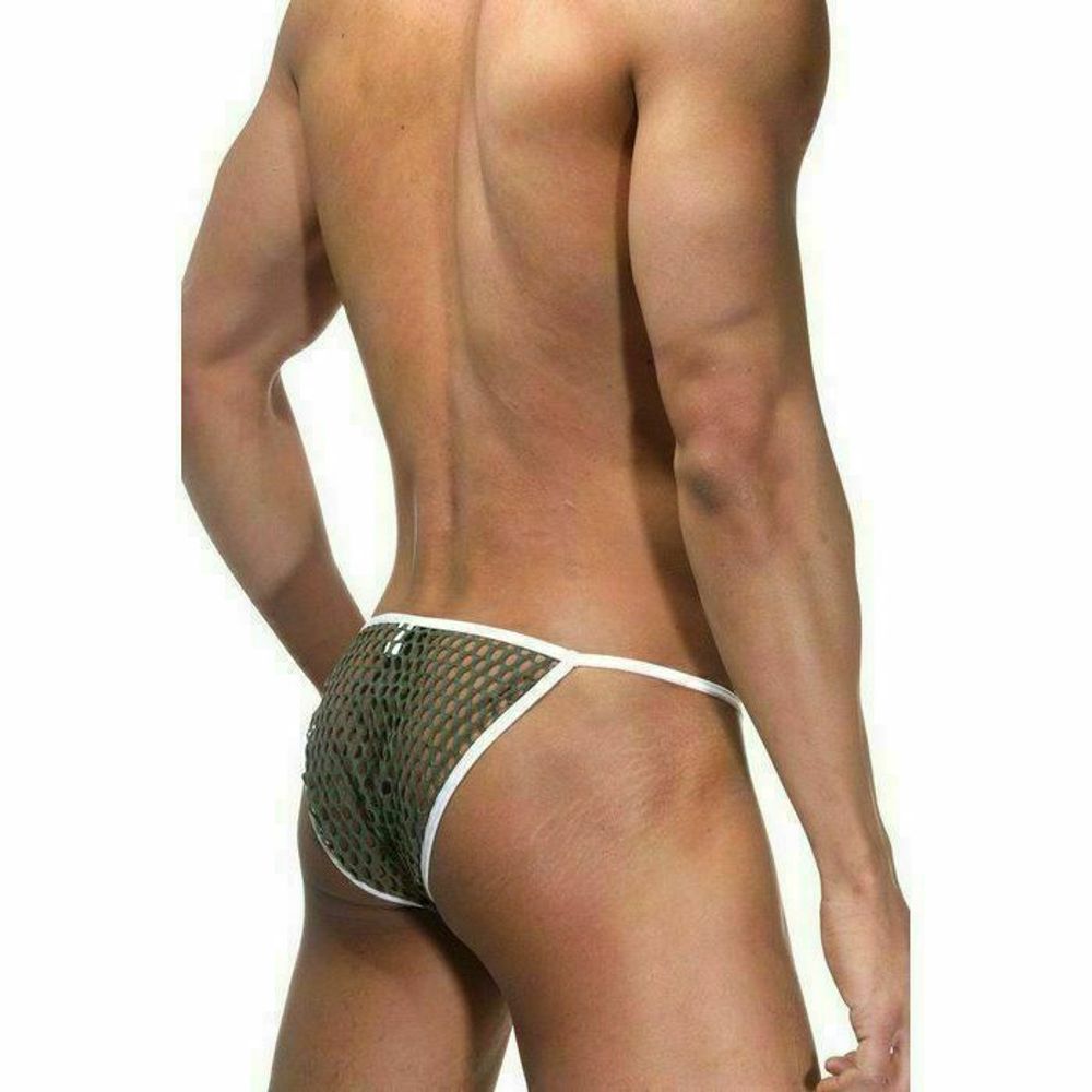 Трусы мужские танга в сетку цвета хаки La Blinque LB15089