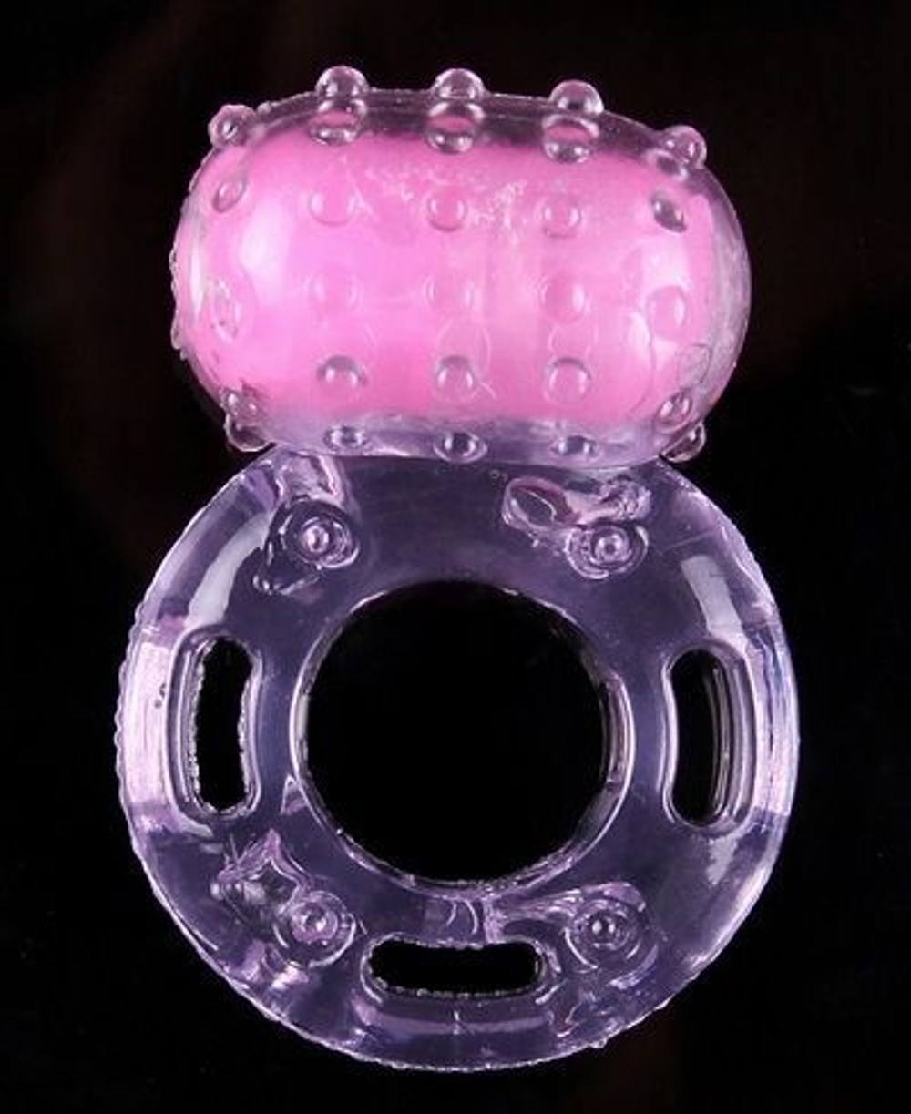 Розовое виброкольцо с пупырышками (Цвет: розовый)