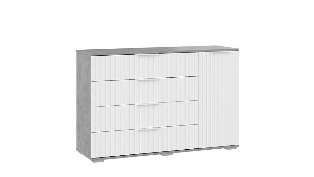 Комод для одежды с ящиками и полками Ателье светлый/Белый матовый 4 ящика 129х41х84 см