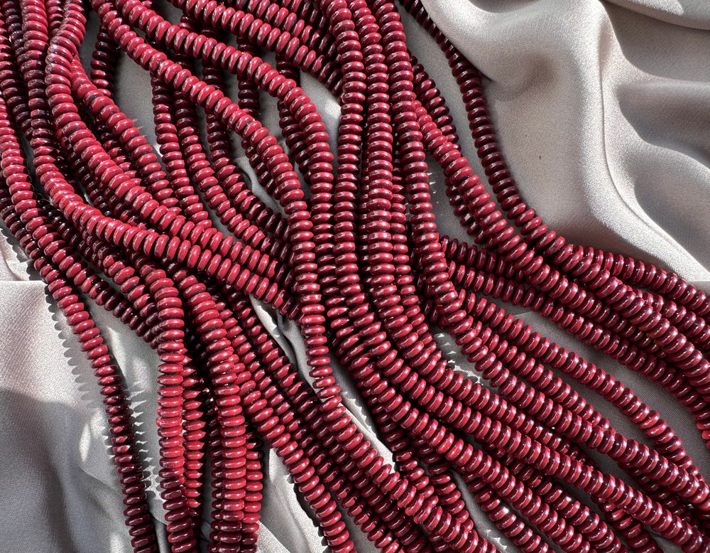 Нить бусин из гематита "Спелая вишня", рондель 6мм