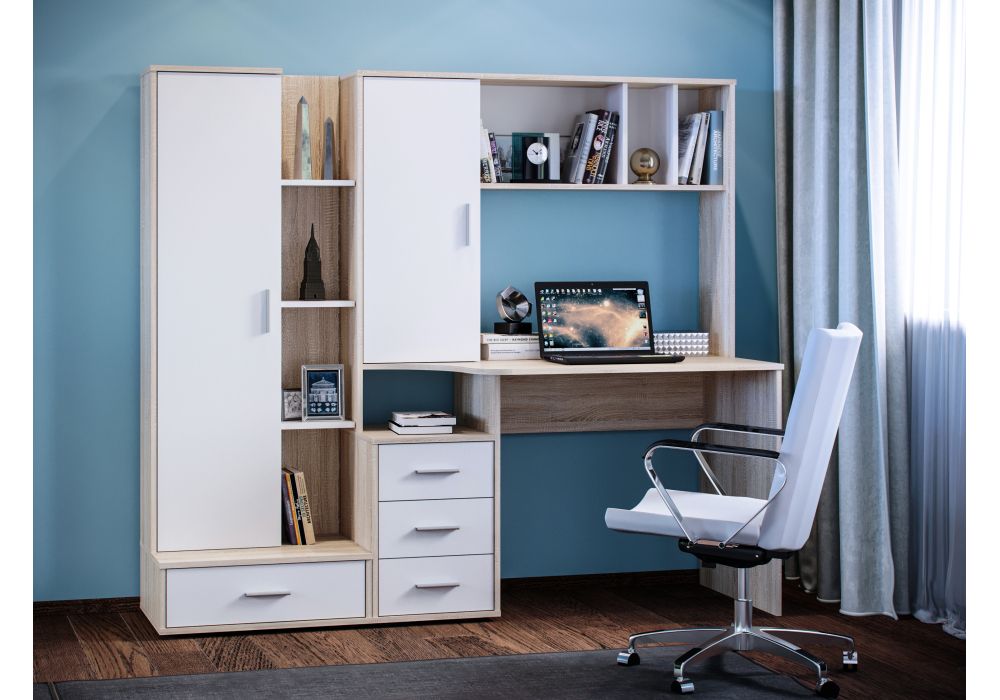 Компьютерный стол КСТ-16 120х60х160 левый дуб сонома / белый