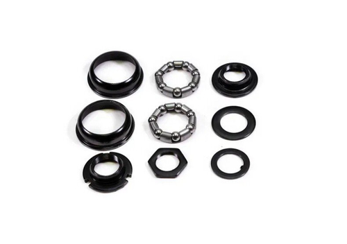 Каретка SF-BB16 для односоставных шатунов, 9 деталей, подшипник 5/16"х7-2шт, чашка 43.1мм-2шт; конус левый 3/4"х24T-LH, правый 13/16"х24T, шайба-2шт, гайка, черная (100)