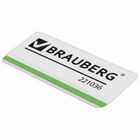 Ластик BRAUBERG "Partner", 57х18х8 мм, белый, прямоугольный, скошенные края, 221036