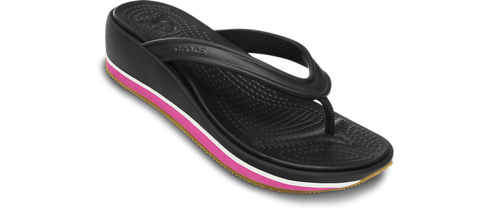 Сандалии Women’s Crocs Retro Flip Wedge Black / Fuchsia