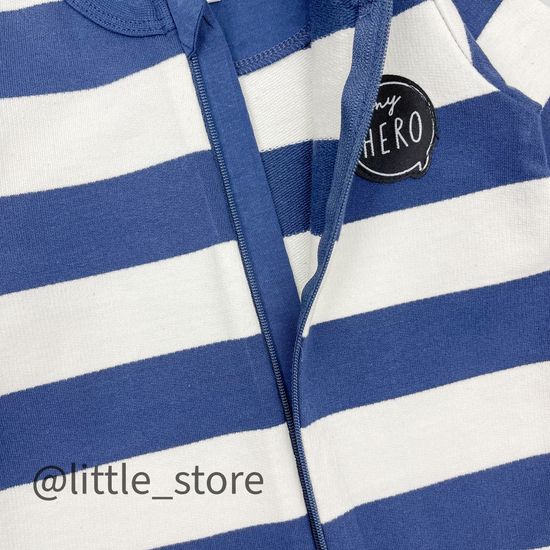 Слип из футера "Папа-мой герой" полоска на темно-синем