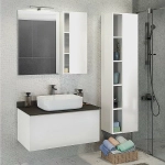 Тумба с раковиной Comforty Милан 90 (T-Y9378) белая/столешница графит