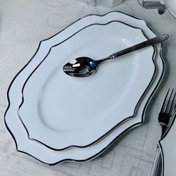 Lenardi 205-598 Набор из 2 овальных блюд 35,5см MAGNOLIA SILVER в под.уп.(х12)Фарфор