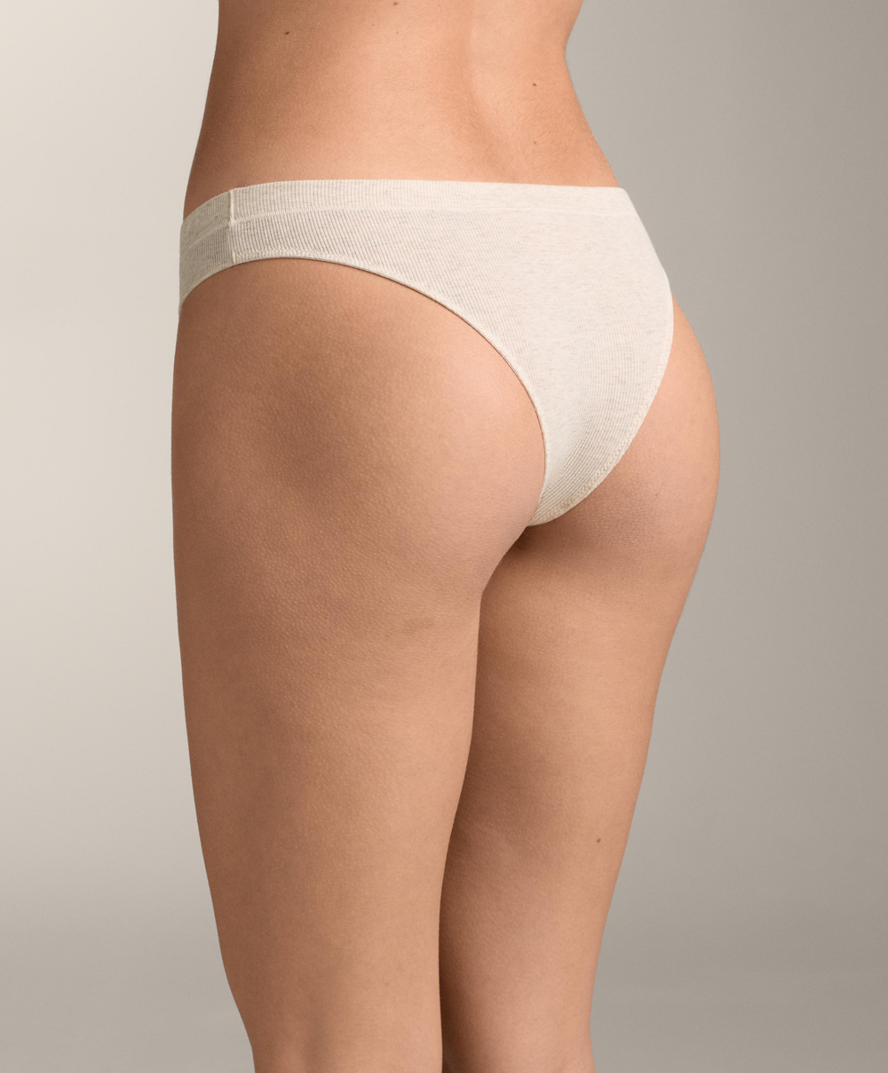 OYSHO Набор из двух трусиков-стрингов из хлопковой смеси в рубчик с логотипом, лаймовый зеленый