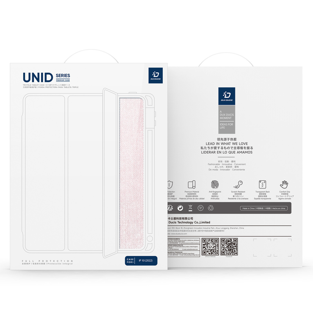 Чехол книжка розового цвета от Dux Ducis для iPad 10 (2022-) и iPad 11 (2025-), серия Unid Series Case