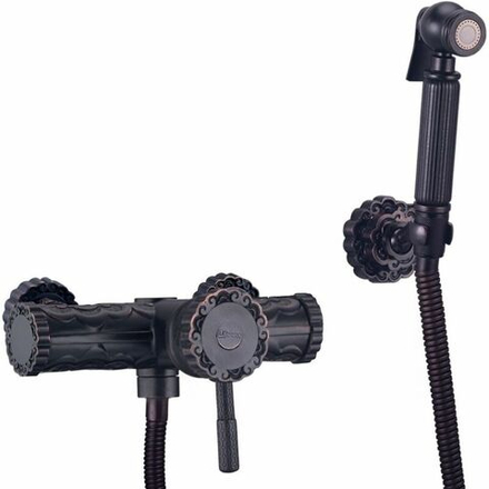 LM6618ORB Жасмин Смеситель настенный с гигиеническим душем, черная бронза (к/к 8)
