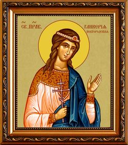 Гликерия Новгородская праведная дева. Икона на холсте в раме.