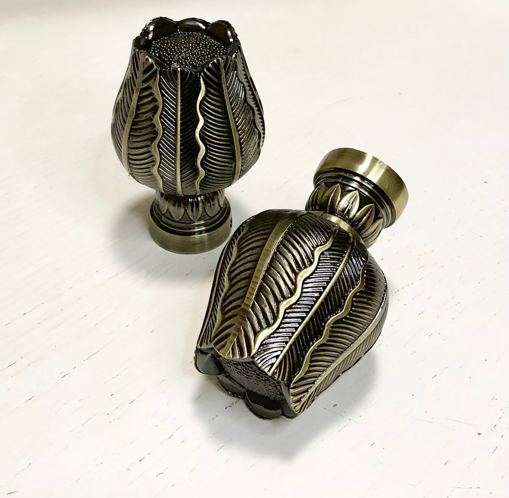 Карниз кованый рифленый для штор Ост Тюльпан d25/16 мм двухрядный, цвет бронза