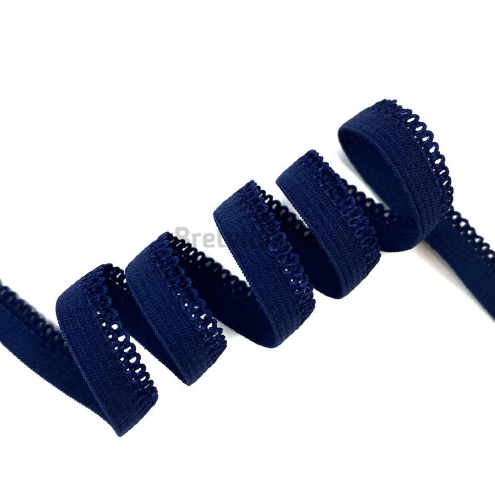 Отделочная резинка ажурная темно-синяя 10 мм