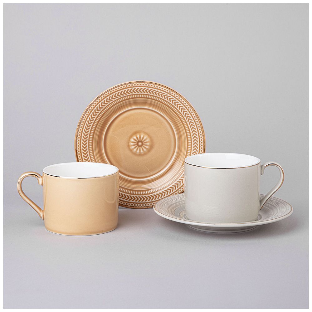 ЧАЙНЫЙ НАБОР LEFARD "TOP STYLE" НА 2 ПЕР. 4 ПР. 250 МЛ БЕЖЕВЫЙ, СВЕТЛО-СЕРЫЙ (КОР=12НАБ.)