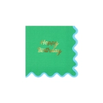 Салфетки маленькие с волнистым краем "С Днем Рождения" [Happy Birthday] 16 шт. (16,5 x 16,5 см)