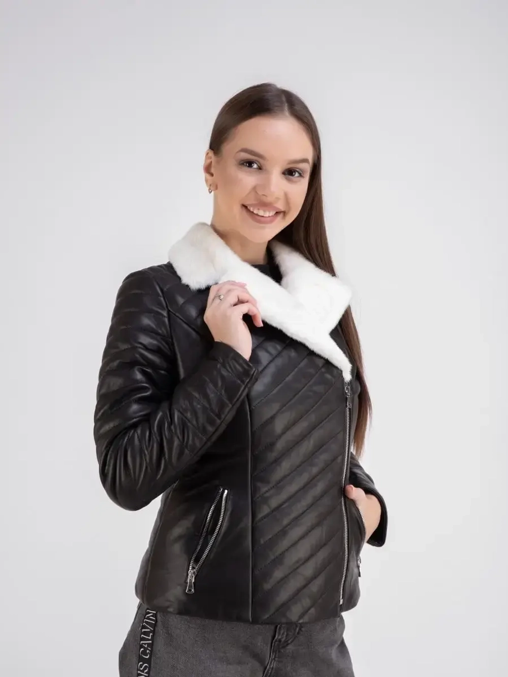 Куртка женская из натуральной кожи мех норки Турция