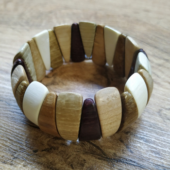 Браслет Заборчик, дерево, цвет ассорти, ширина 27 мм