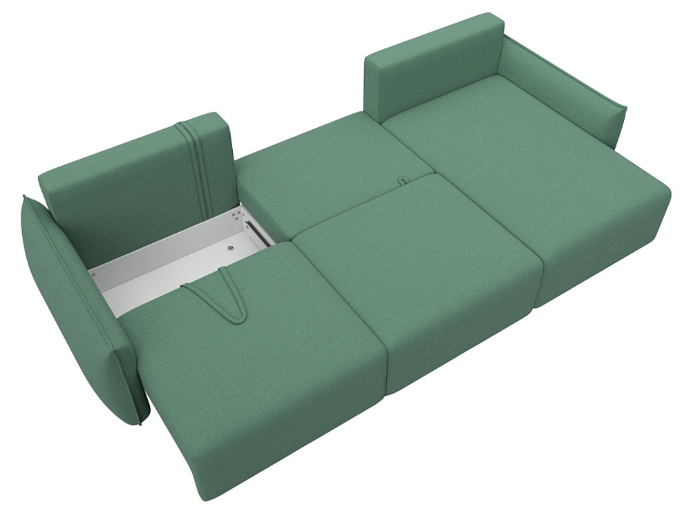 Диван угловой Лига-051 НПБ Лонг угол универсальный РОГОЖКА Амур 11 зеленый
