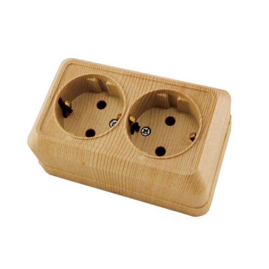 Розетка UNIVersal Олимп СОСНА 2-местная о/п с/з 16А 250В