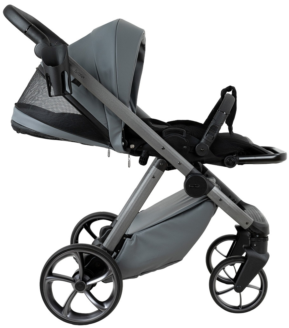 Детская коляска Pituso Sole Leather 2 в 1 PMPL/04 Grey