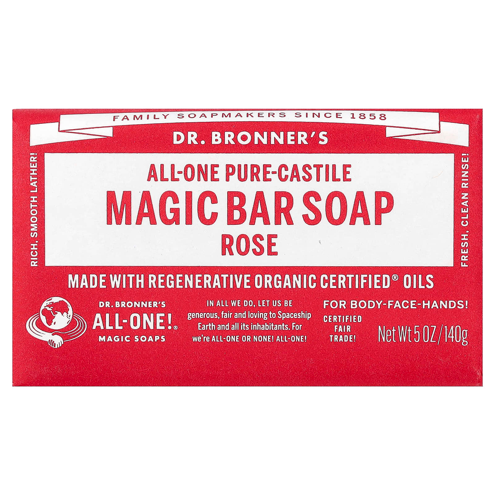 Dr. Bronner's, All-One Pure-Castile Magic кусковое мыло, роза, 140 г (5 унций)