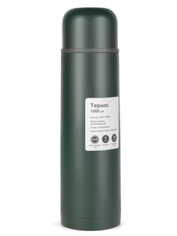 Термос Relaxika 101 (1 литр), хаки (стикерпак "Кемпинг")