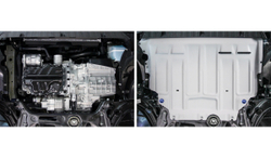 Защита картера и КПП Rival для Skoda Karoq (V - 1.4 (150 л.с.)) 2020-н.в./Skoda Kodiaq (V - 1.4 (125/150 л.с.); 2.0 (180 л.с.)) 2017-н.в./Skoda Kodiaq (V - 2.0D (150 л.с.)) (с Webasto) 2017-н.в./Volkswagen Taos (V - 1.4 (150 л.с.)) 2021-н.в./Volkswagen Tiguan II (V - 1.4 (125/150 л.с.); 2.0d (150 л.с.); 2.0 (180 л.с.)) 2016-2020/Volkswagen Tiguan II рестайлинг (V - 2.0 (180 л.с.)) 2020-н.в., штампованная, алюминий 3 мм, с крепежом, 333.5127.1