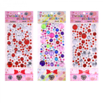 Наклейки-стразы Alingar, акриловые, "Сиящие круги", микс - крупные, средние, мелкие, (красн,синие,роз), пакет с европодвесом