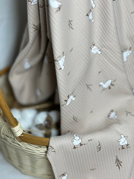 Пеленка в рубчик Утята/Светлый кофе 85*130