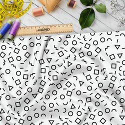 Ткань мембрана мелкие геометрические фигуры на бежевом фоне