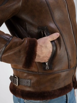 Дубленка мужская натуральная авиатор зимняя Турция