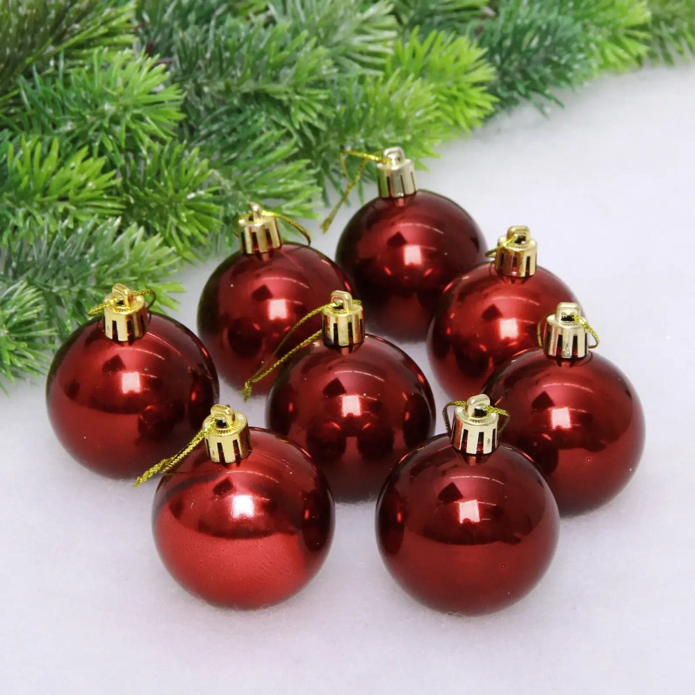 Новогодние шары 5 см (набор 24 шт) «Глянец», темный рубин