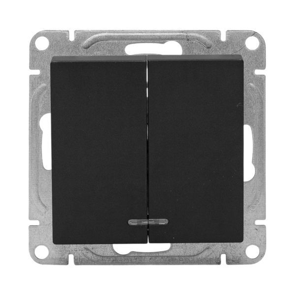 Выключатель 2-кл. СП Эпика с подсветкой механизм черн. EKF UP1-SWB-24