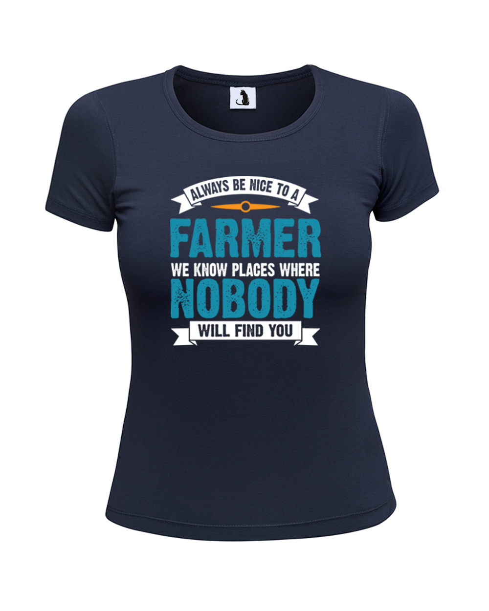Футболка Be nice to a farmer женская приталенная темно-синяя