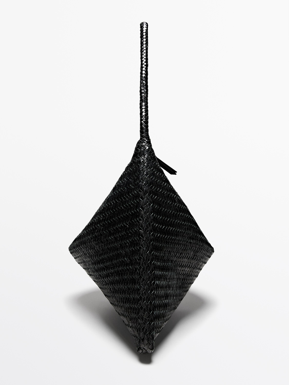 Massimo Dutti Большая плетеная сумка-саквояж из кожи наппа, черный