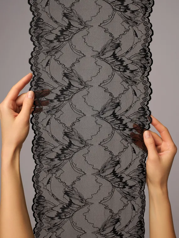 03-293 ОПТ Кружево эластичное 22 см, черный 170