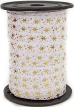 Лента (1 см*91,44 м) Золотые искры, Белый, Металлик, 1 шт.